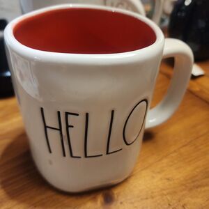 Rae Dunn Mug HELLO Artisan Collection by Magenta White / Orange Fall Mug